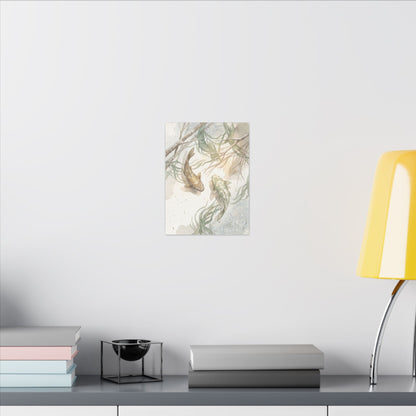 Koi Pond Canvas Art | Winter Japandi Watercolor Art