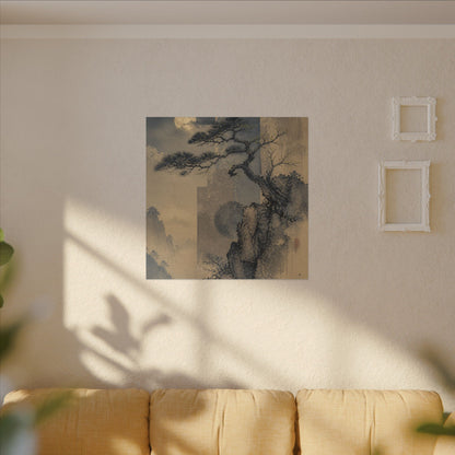 Japandi Pine Tree in Moonlight | Japanese Pattern Canvas Art