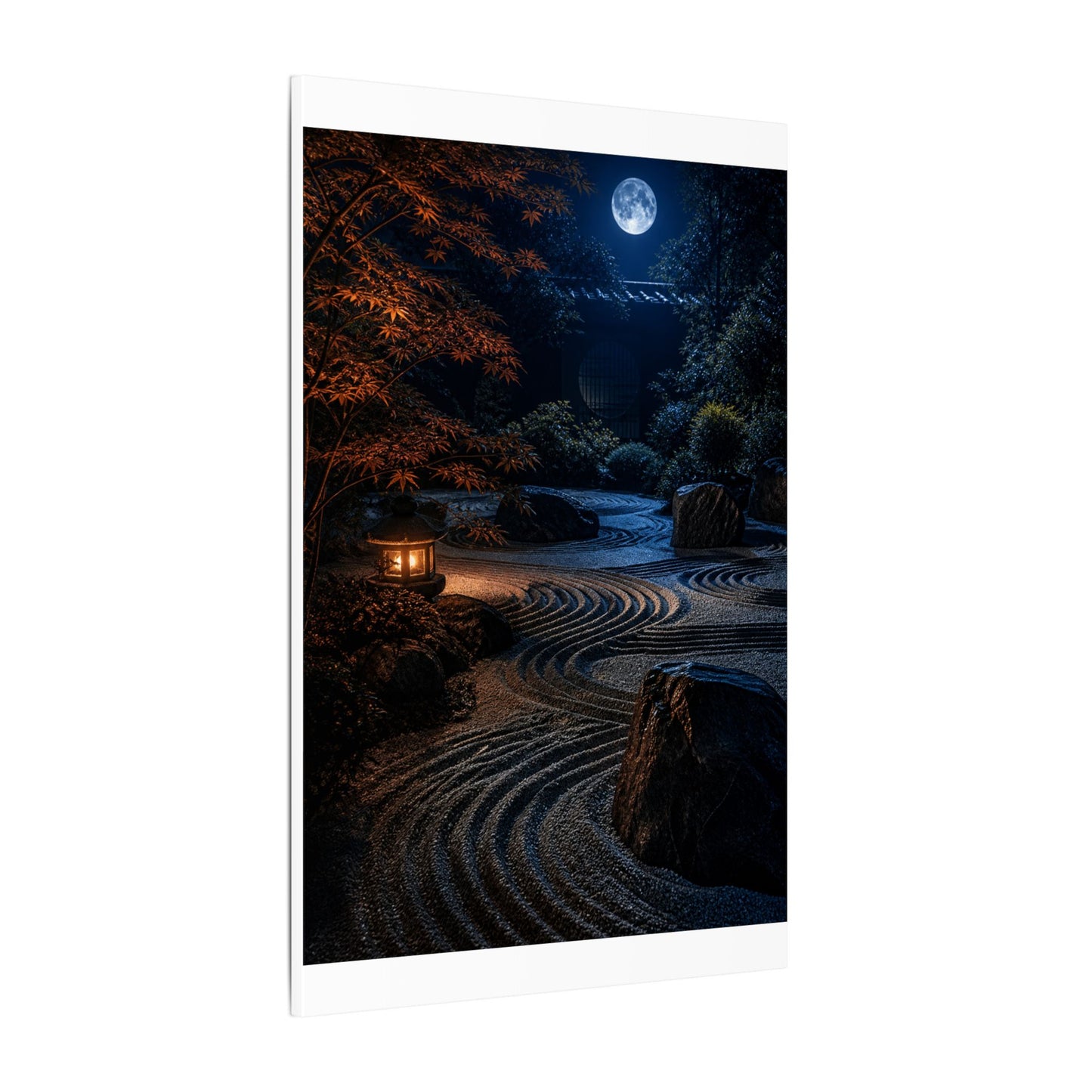 Summer Rock Garden Shadow Zen Canvas Art | Moody Decor