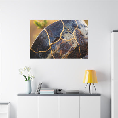 Fukinsei Rust Patina Canvas Art - Kintsugi Gold Repair