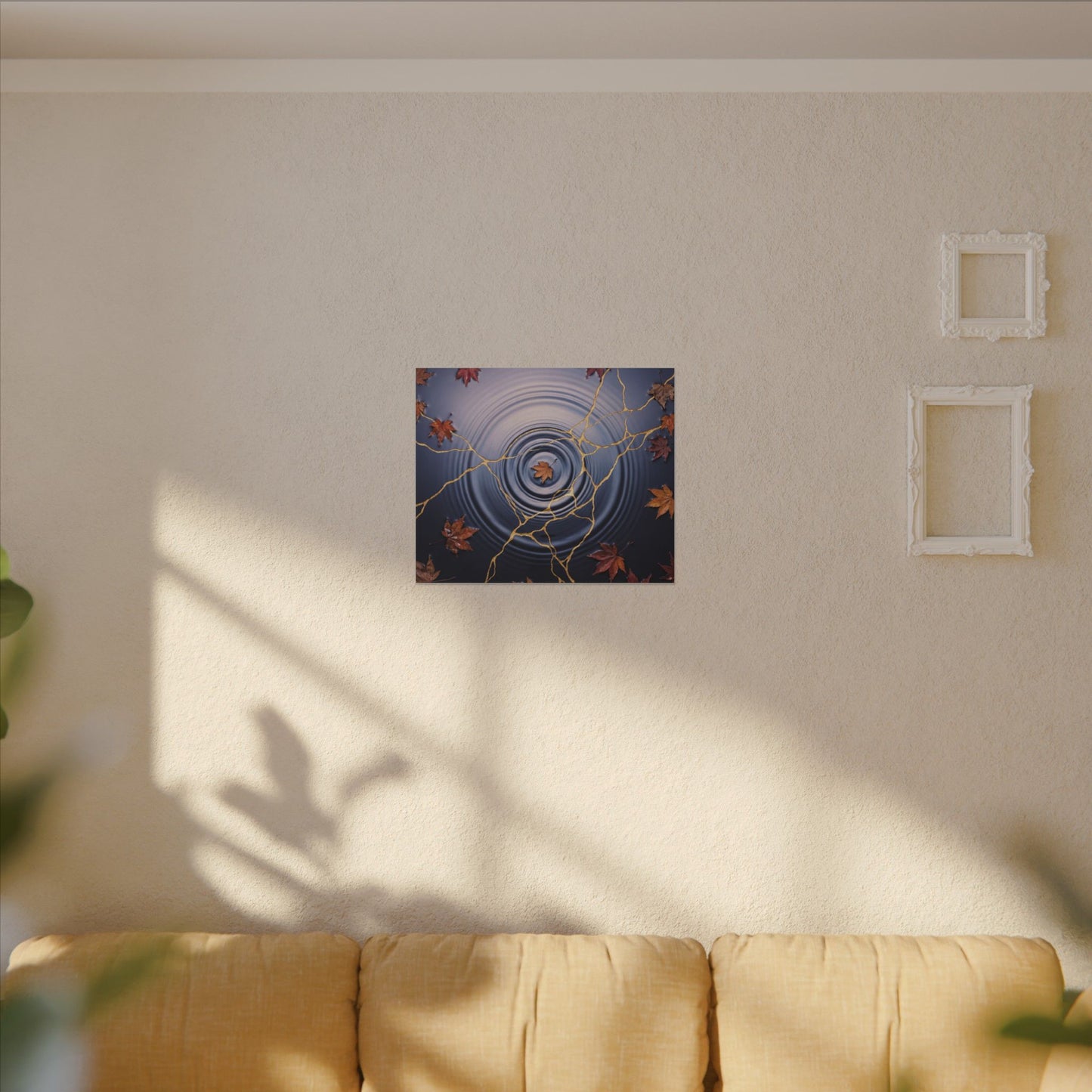 Kintsugi Water Ripple in Dawn | Gold Vein Canvas Art