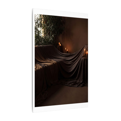 Candlelight Silk Drape Canvas Art - Dark Japandi Ma