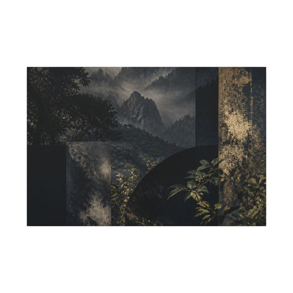 Mountain Mist Summer Canvas Art | Dark Japandi Atmospheric Design