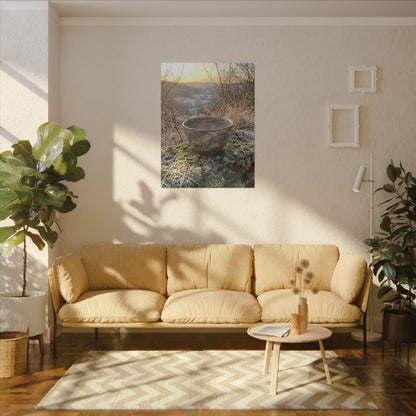 Golden Hour Ceramic Bowl Canvas Art - Japandi Shibui