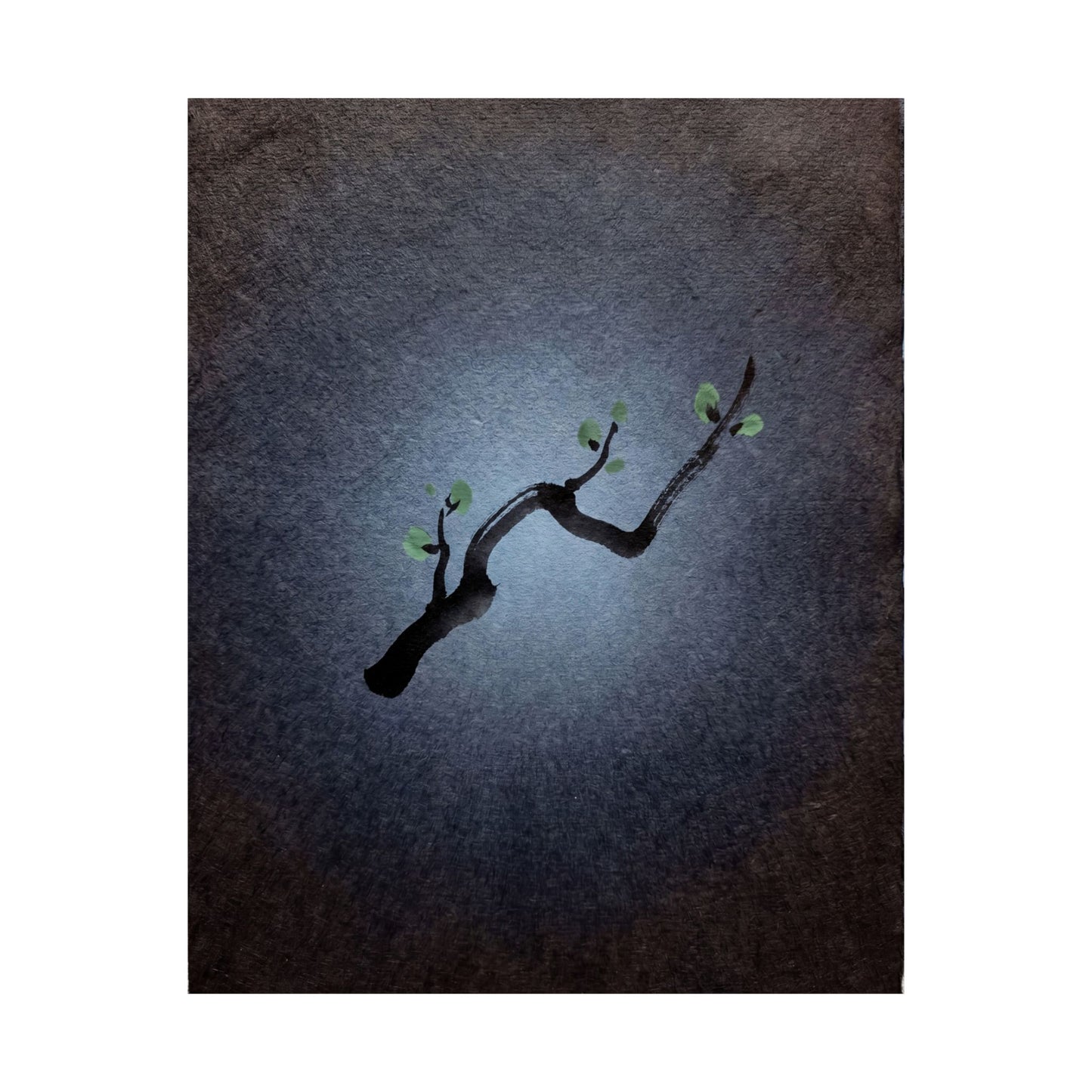 Moonlight Ink Brushstroke Wall Art Print - Dark Japandi Ma