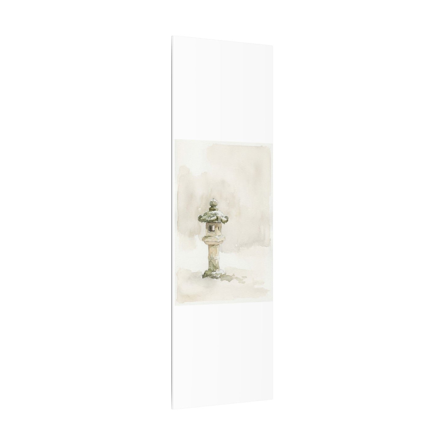 Stone Lantern Winter Canvas Art | Japandi Earthy Design