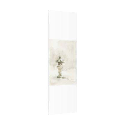 Stone Lantern Winter Canvas Art | Japandi Earthy Design