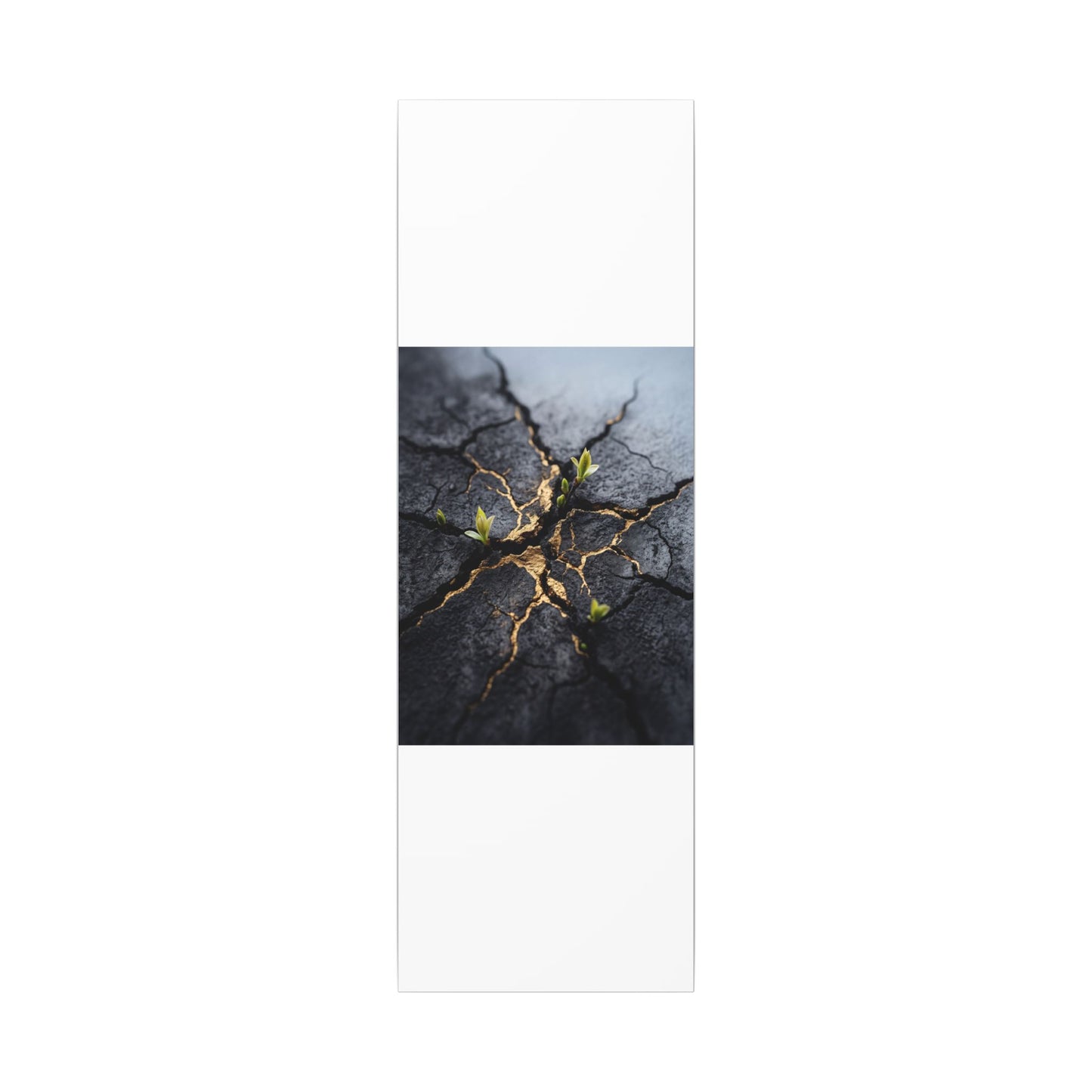 Ma Cracked Earth Canvas Art - Dark Japandi Charcoal Ink