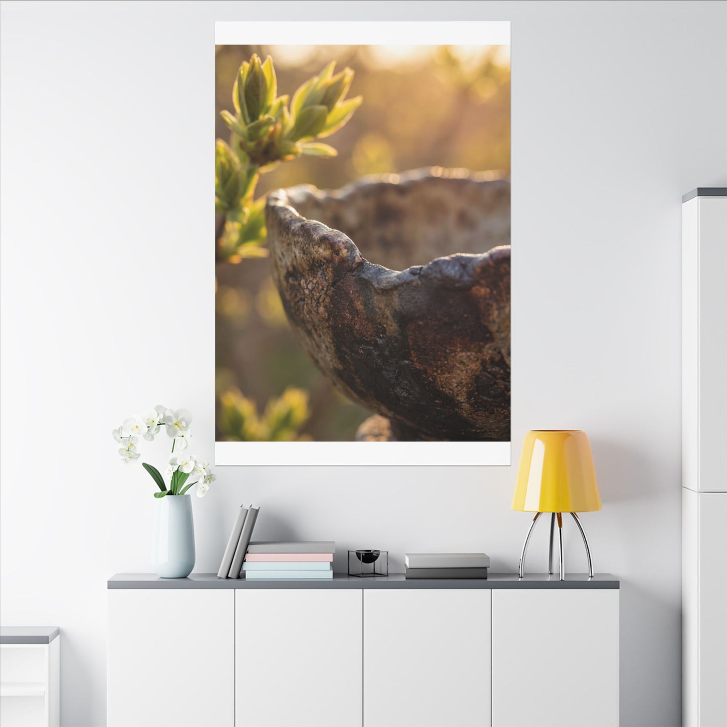 Golden Hour Ceramic Bowl Canvas Art - Dark Japandi Ma