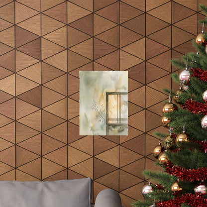 Shoji Screen Winter Wall Art Print | Japandi Earthy Design