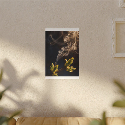 Incense Smoke Spring Canvas Art | Dark Japandi Atmospheric Design