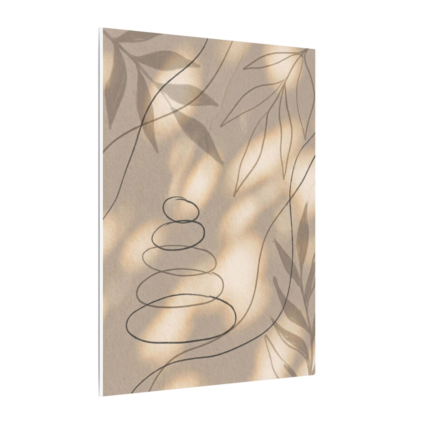 River Stones Minimal Line Canvas Art | Earthy Japandi Art
