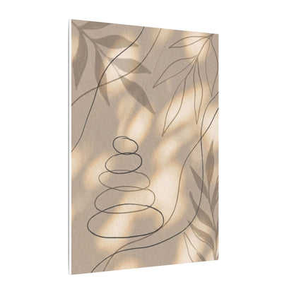 River Stones Minimal Line Canvas Art | Earthy Japandi Art