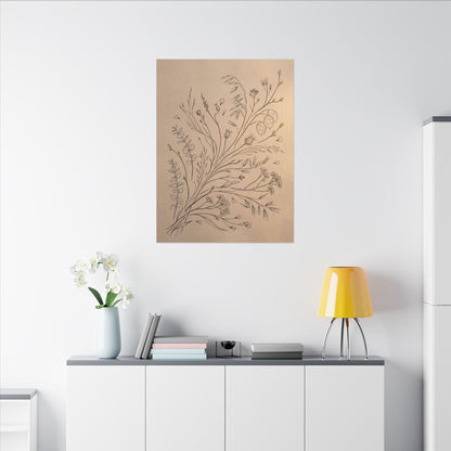 Dried Flowers Canvas Art | Spring Japandi Minimal Line Art