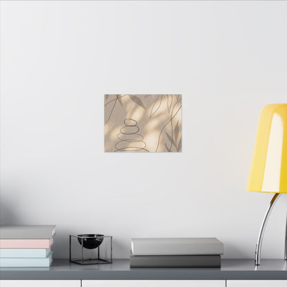 River Stones Minimal Line Canvas Art | Earthy Japandi Art