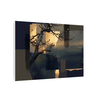 Golden Hour Pine Tree Canvas Art - Dark Japandi Kanso
