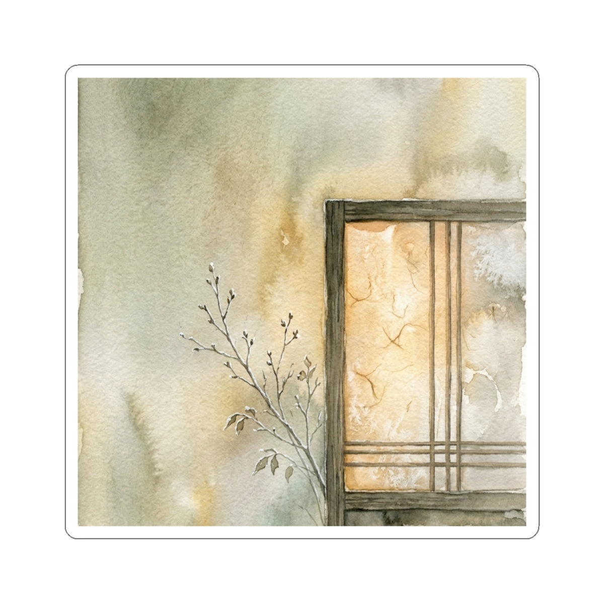 Cozy Shoji Screen Sticker - Watercolor Japandi