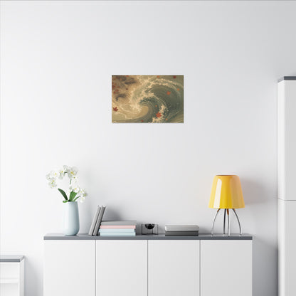 Japandi Ocean Wave in Candlelight | Japanese Pattern Canvas Art