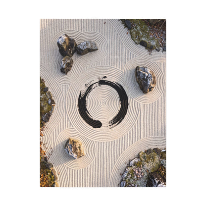 Rock Garden Canvas Art | Winter Zen Enso Art