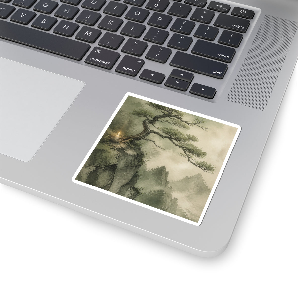 Pine Tree Watercolor Sticker | Neutral Japandi Art