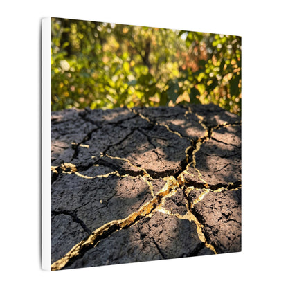 Shibui Cracked Earth Canvas Art - Kintsugi Gold Repair