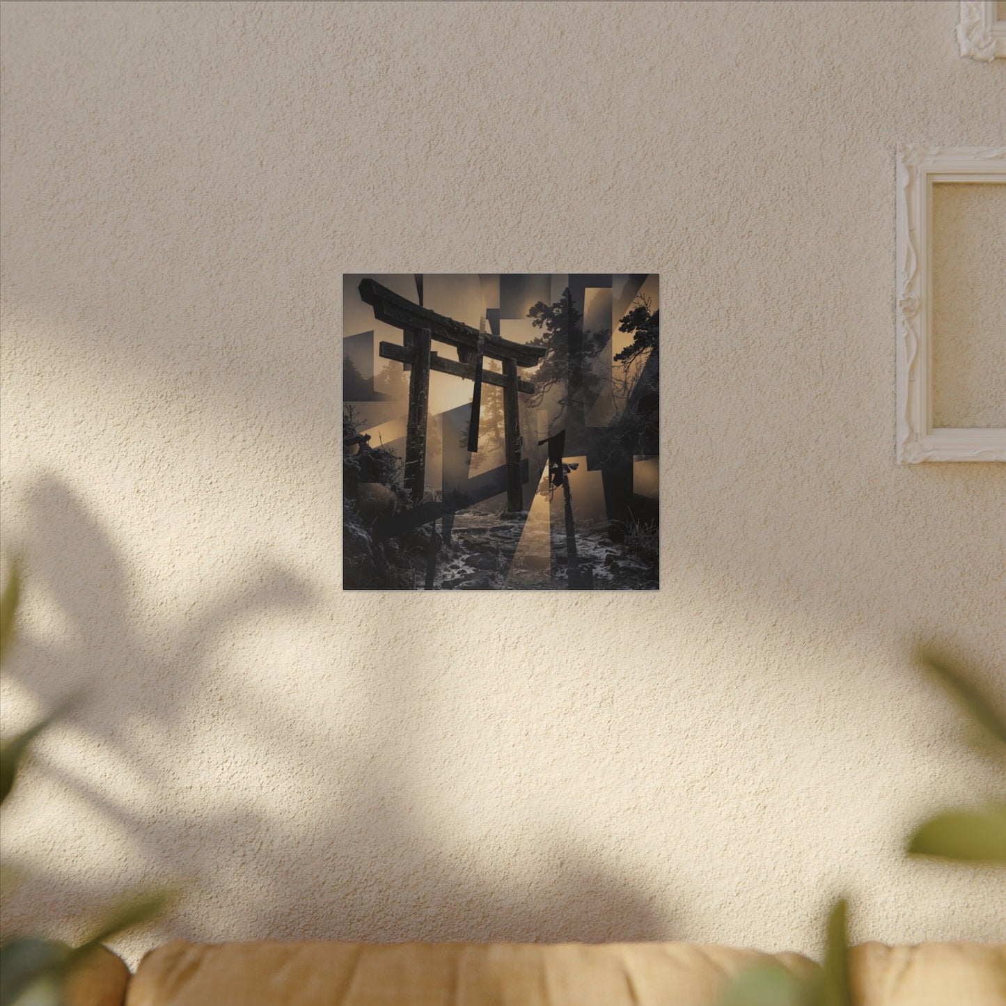 Winter Torii Gate Moody Minimal Canvas Art | Bold Decor