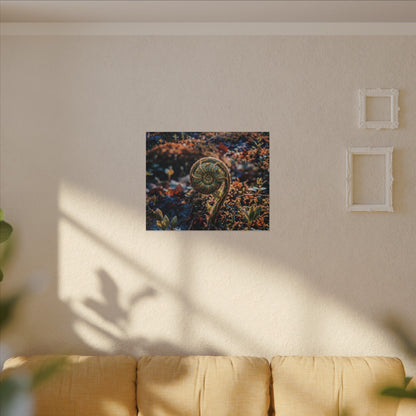Kintsugi Fern Unfurling in Dappled | Gold Vein Canvas Art
