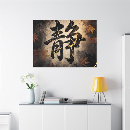 Autumn Calligraphy Gold Repair Canvas Art | Philosophical Decor