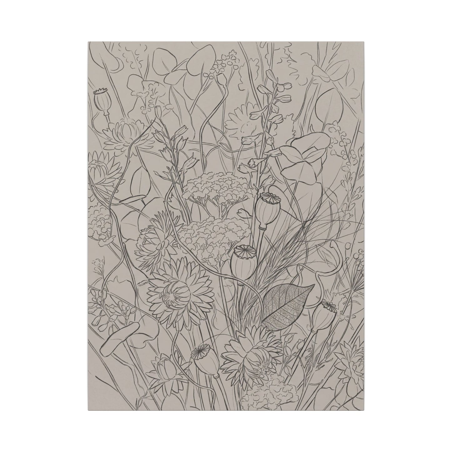 Summer Dried Flowers Minimal Line Canvas Art | Elegant Decor