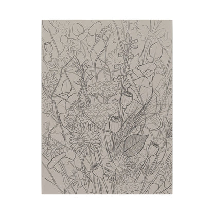 Summer Dried Flowers Minimal Line Canvas Art | Elegant Decor