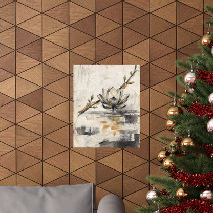 Seijaku Lotus Flower Wall Art Print - Japandi Texture