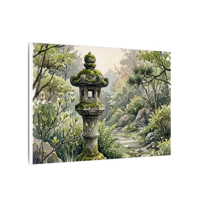 Neutral Stone Lantern Canvas Art - Watercolor Japandi