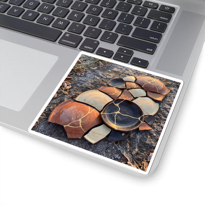 Golden Hour Broken Pottery Sticker - Kintsugi Fukinsei Art Print