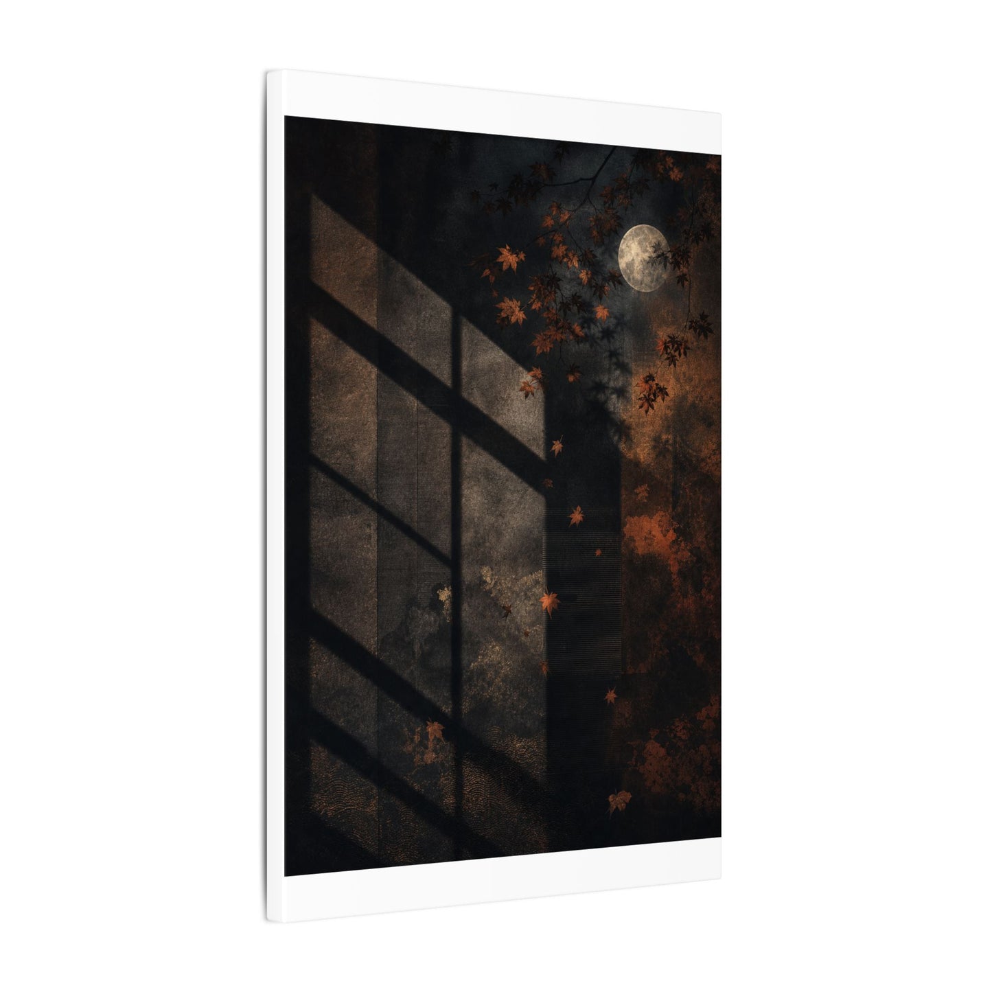 Sophisticated Shadow Play Canvas Art - Dark Texture Dark Japandi