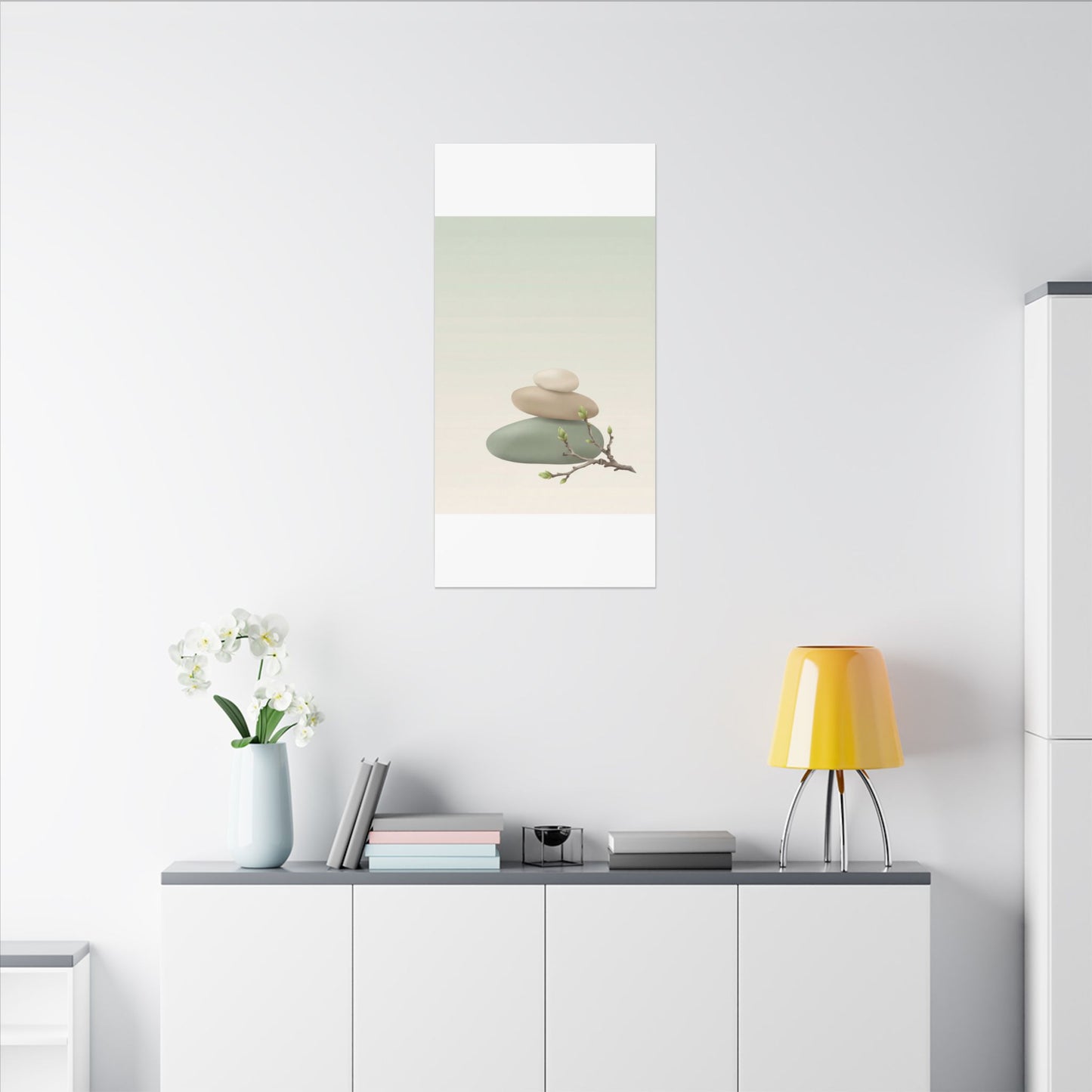 Dawn River Stones Canvas Art - Japandi Fukinsei