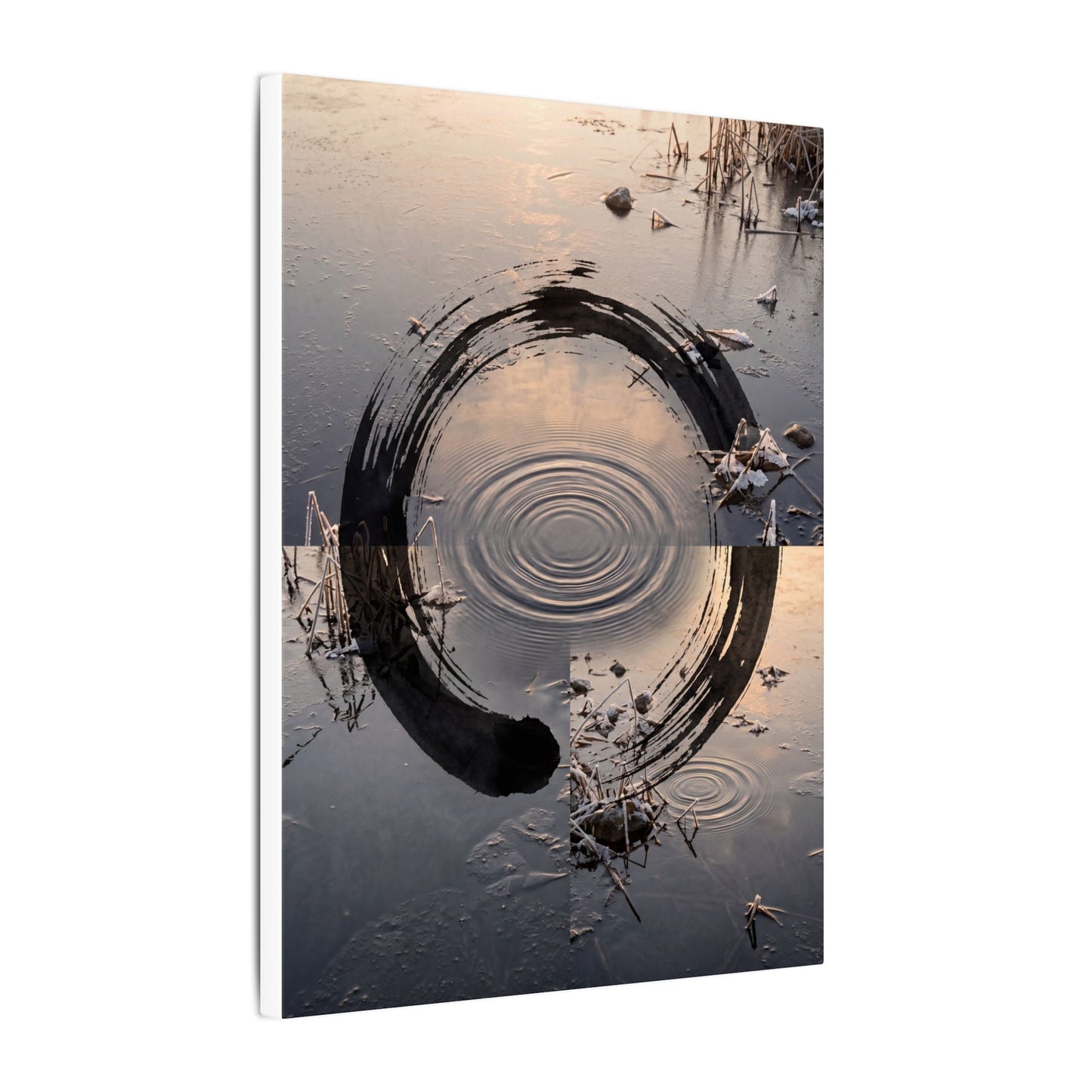 Winter Water Ripple Enso Canvas Art | Tranquil Decor