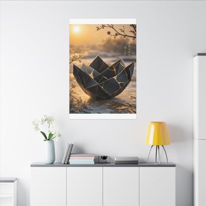 Kintsugi Paper Fold in Golden Hour | Gold Repair Canvas Art