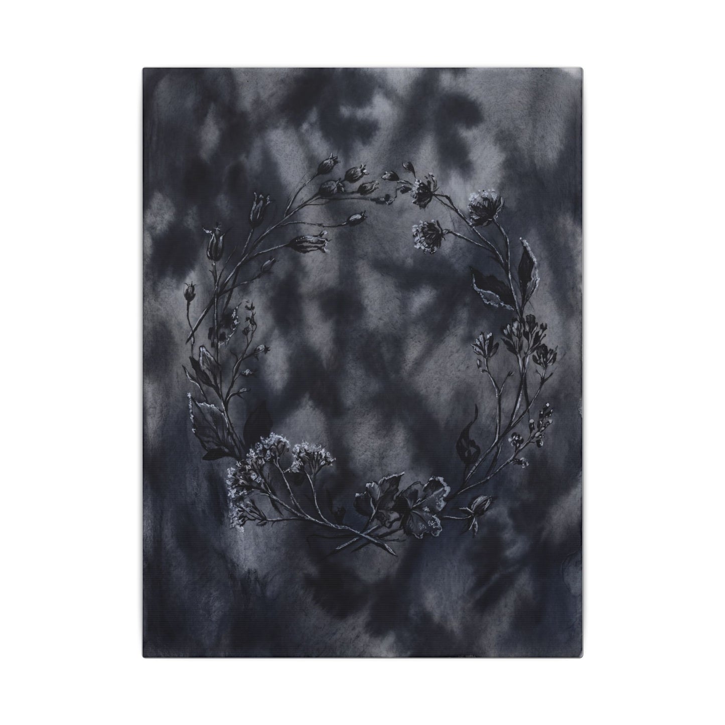 Dried Flowers Canvas Art | Winter Dark Japandi Shadow Zen Art