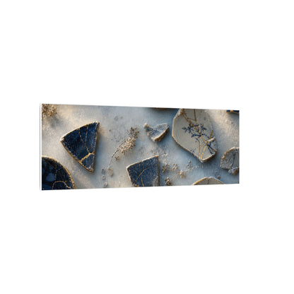 Broken Pottery Canvas Art | Winter Kintsugi Gold Vein Art