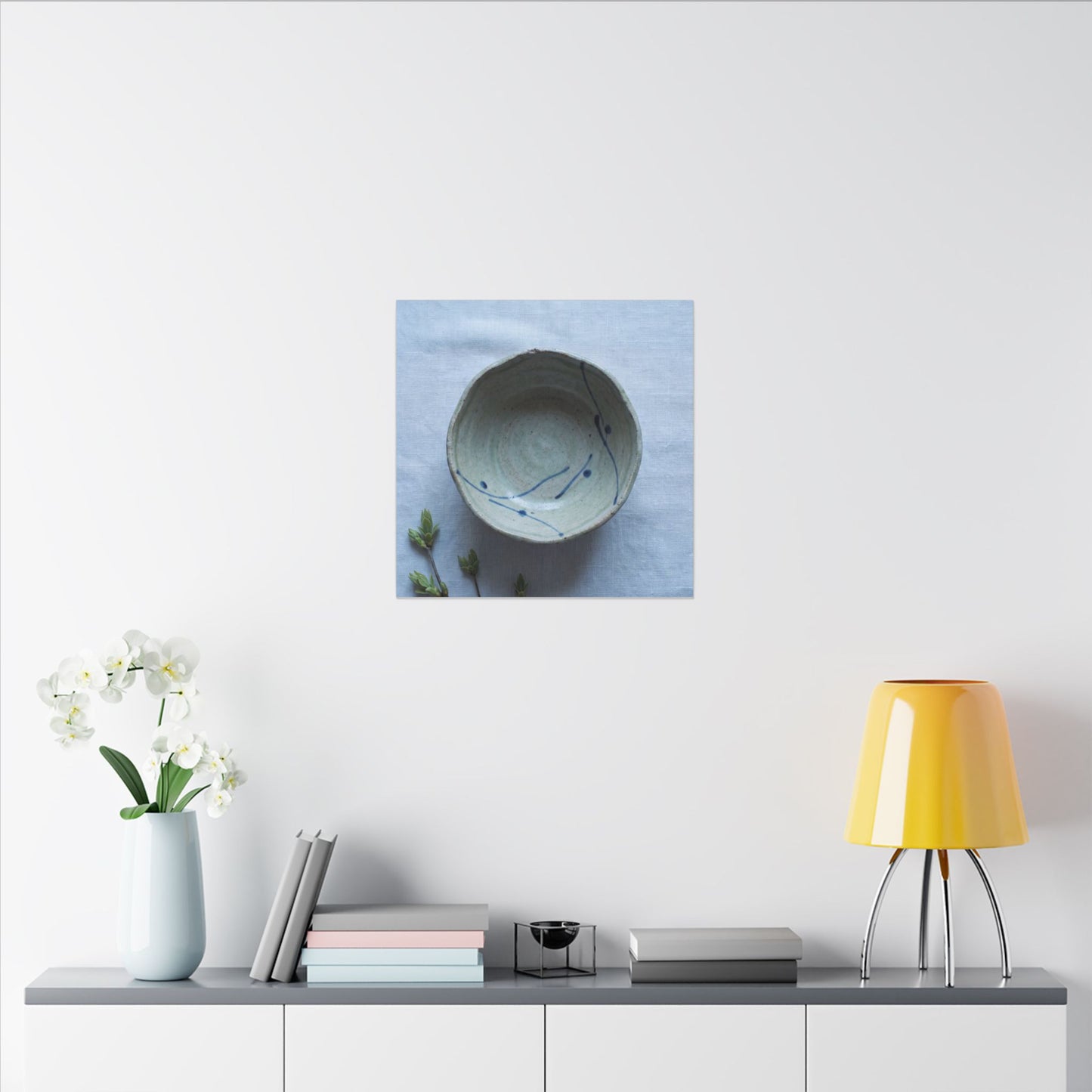 Spring Ceramic Bowl Minimal Line Canvas Art | Warm Decor
