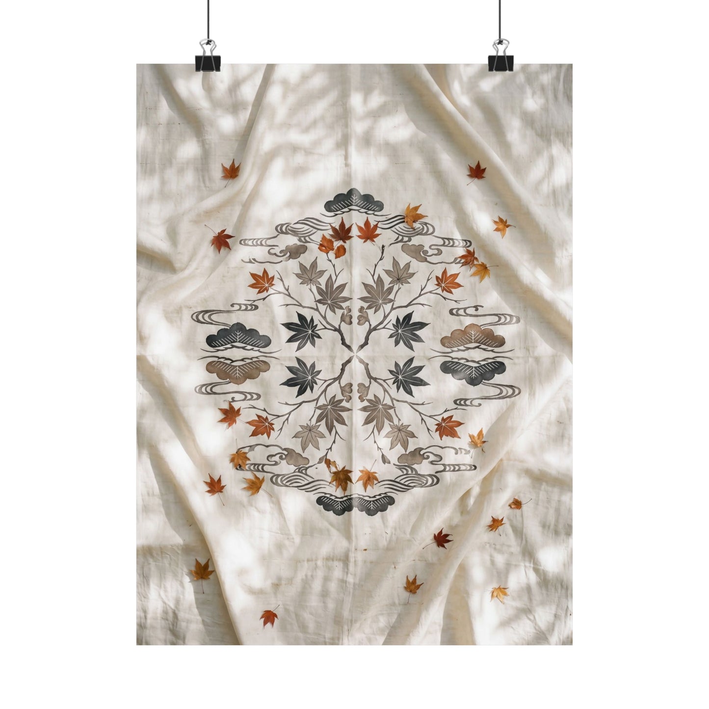 Warm Silk Drape Wall Art Print - Japanese Pattern Japandi