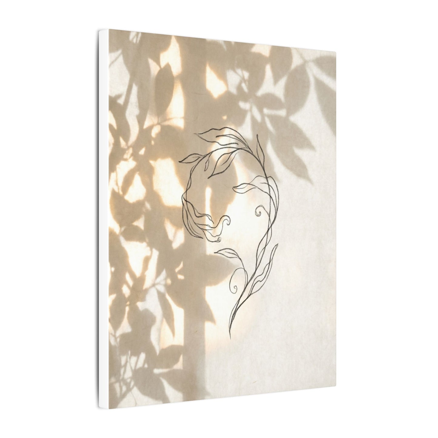Warm Shoji Screen Canvas Art - Minimal Line Japandi