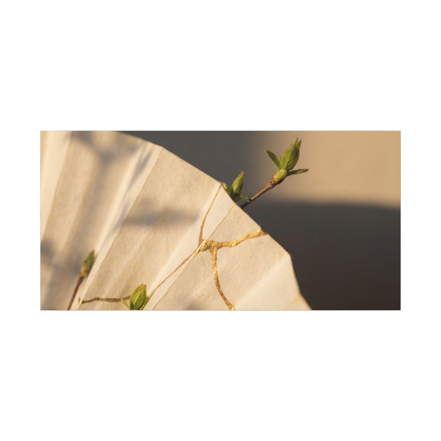 Paper Fold Gold Vein Canvas Art | Healing Kintsugi Art