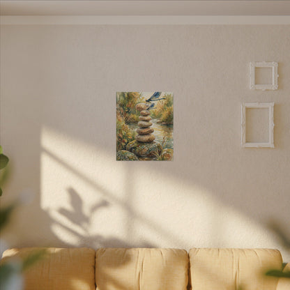 River Stones Summer Canvas Art | Japandi Cozy Design