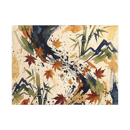 Golden Hour Ink Brushstroke Canvas Art - Zen Shibui