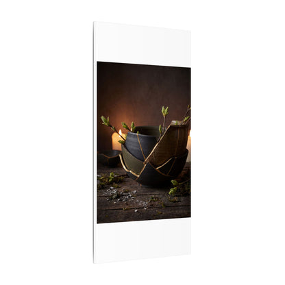 Broken Pottery Spring Canvas Art | Dark Japandi Luxurious Design