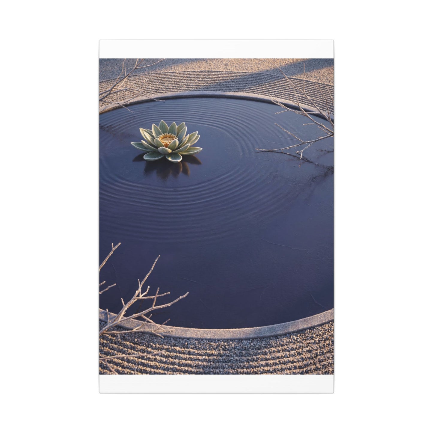 Lotus Flower Canvas Art | Winter Zen Karesansui Art