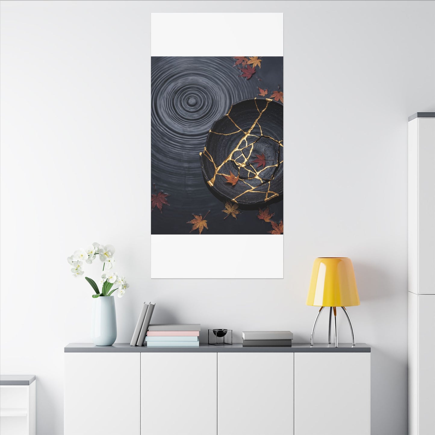 Philosophical Water Ripple Canvas Art - Gold Repair Kintsugi