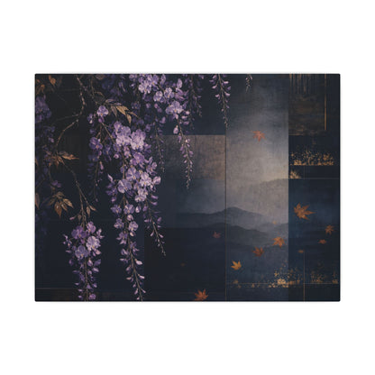 Dawn Wisteria Canvas Art - Dark Japandi Fukinsei