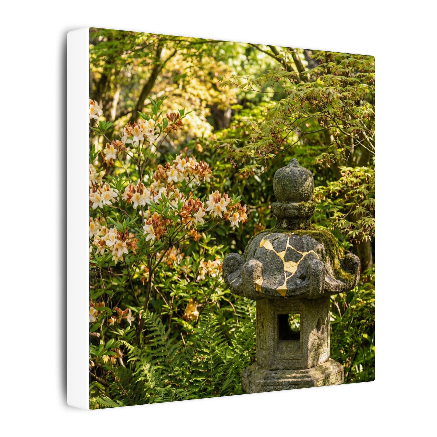 Spring Stone Lantern Gold Repair Canvas Art | Beautiful Decor